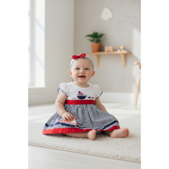 New Baby Girl Dress Set with matching headband underwear size 3 to 6 months - Picture 2 of 3